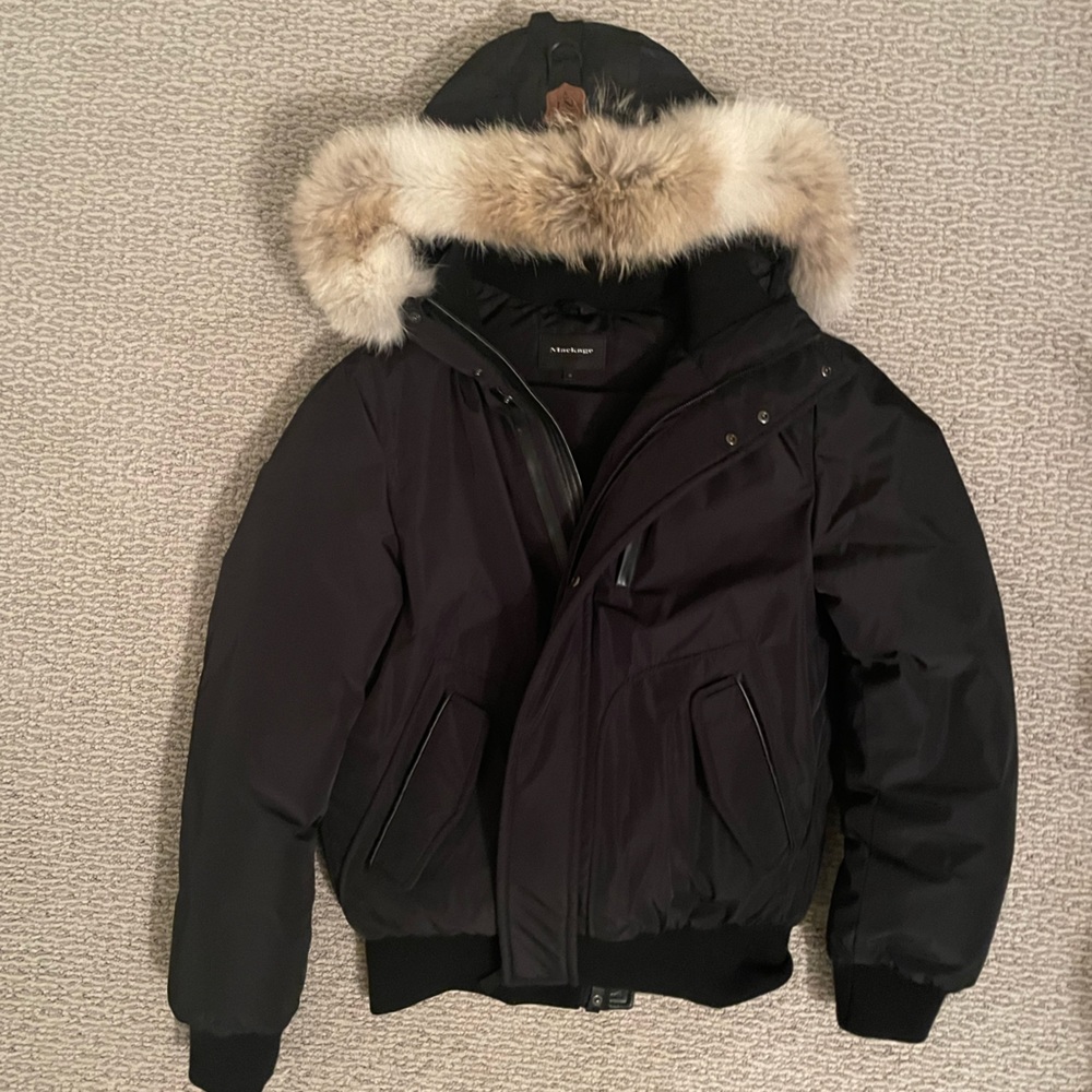 Mackage Florian Winter Down Bomber Jacket With Fur (like new, no tags) - BLACK